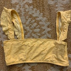 Yellow Eyelet bikini top